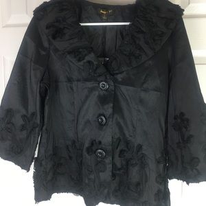 Jerry t large coat new with tags black ruffles